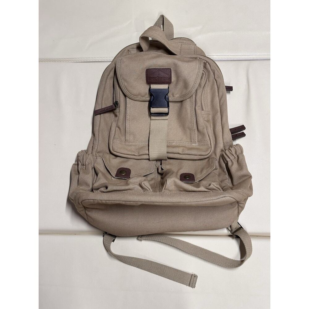 Portage Travel Gear Canvas Backpack Light Brown Tan Hiking School Laptop Travel